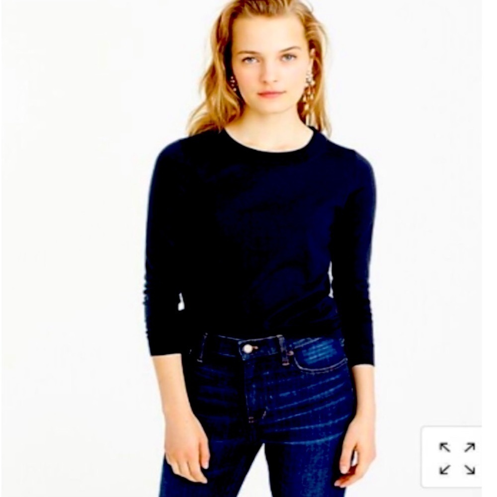 J. Crew black 100% wool 3/4 sleeve sweater size XXS fits up to small